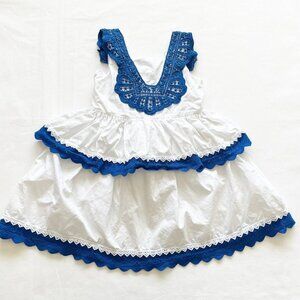 Poco & Picotine White & Blue Lace Dress size 3-4